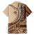 Samoa Siapo Mamanu Family Matching Off The Shoulder Long Sleeve Dress and Hawaiian Shirt Plumeria Mocha Motifs