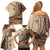 Samoa Siapo Mamanu Family Matching Off Shoulder Short Dress and Hawaiian Shirt Plumeria Mocha Motifs