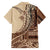 Samoa Siapo Mamanu Family Matching Off Shoulder Short Dress and Hawaiian Shirt Plumeria Mocha Motifs