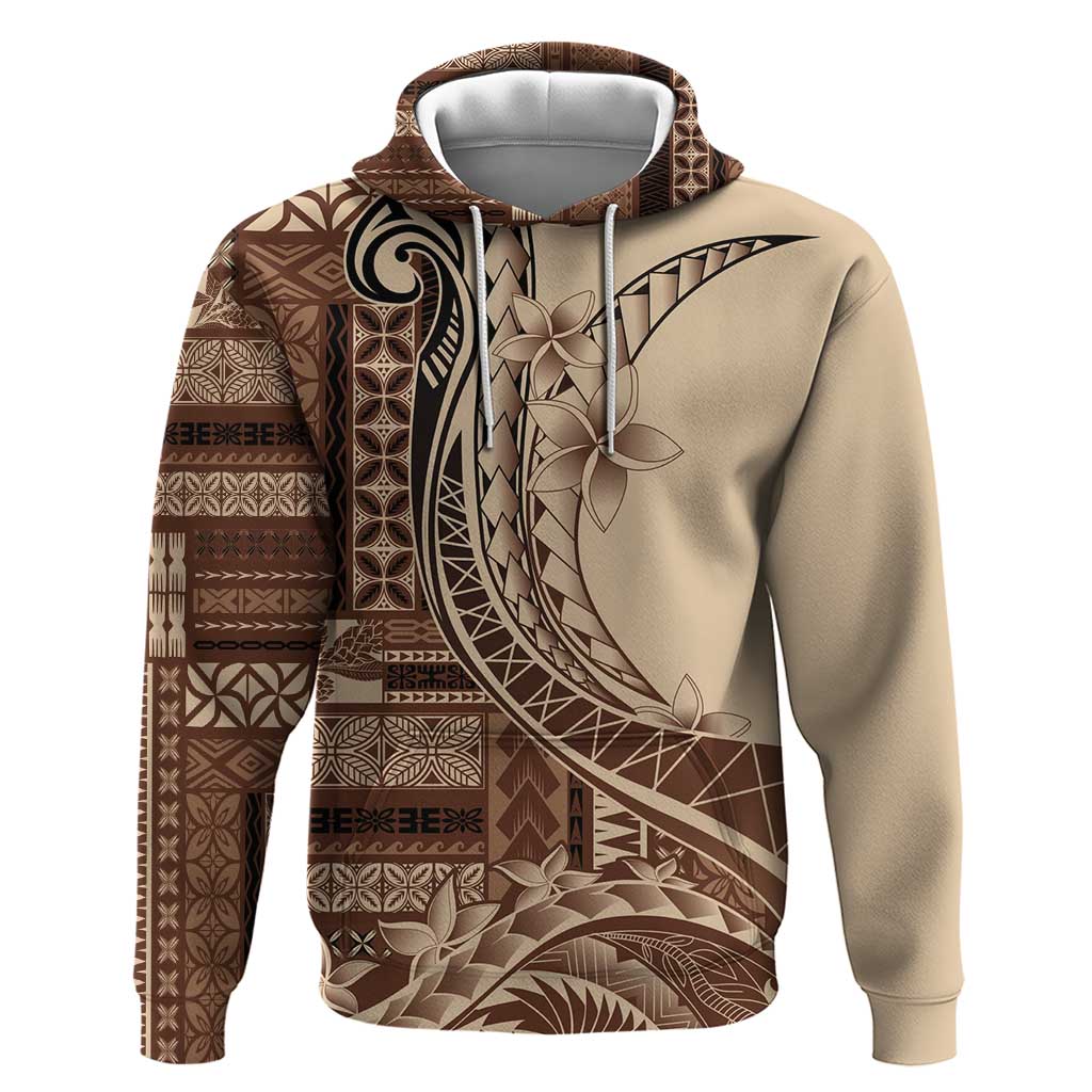 Samoa Siapo Mamanu Hoodie Plumeria Mocha Motifs