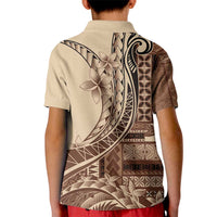 Samoa Siapo Mamanu Kid Polo Shirt Plumeria Mocha Motifs