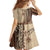 Samoa Siapo Mamanu Kid Short Sleeve Dress Plumeria Mocha Motifs