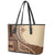 Samoa Siapo Mamanu Leather Tote Bag Plumeria Mocha Motifs