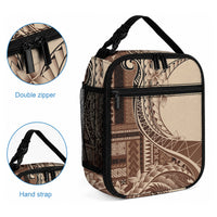 Samoa Siapo Mamanu Lunch Bag Plumeria Mocha Motifs