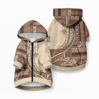 Samoa Siapo Mamanu Pet Hoodie Plumeria Mocha Motifs