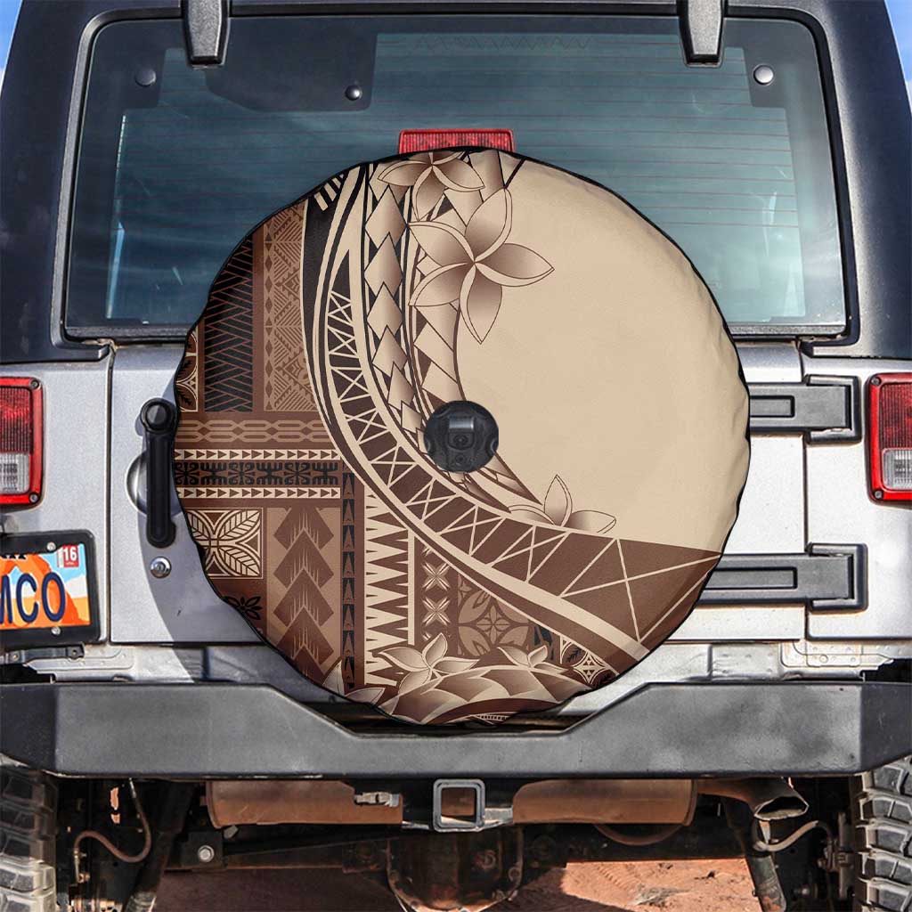 Samoa Siapo Mamanu Spare Tire Cover Plumeria Mocha Motifs