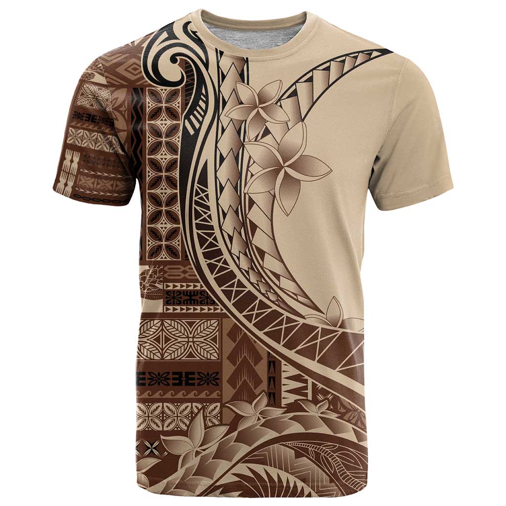 Samoa Siapo Mamanu T Shirt Plumeria Mocha Motifs