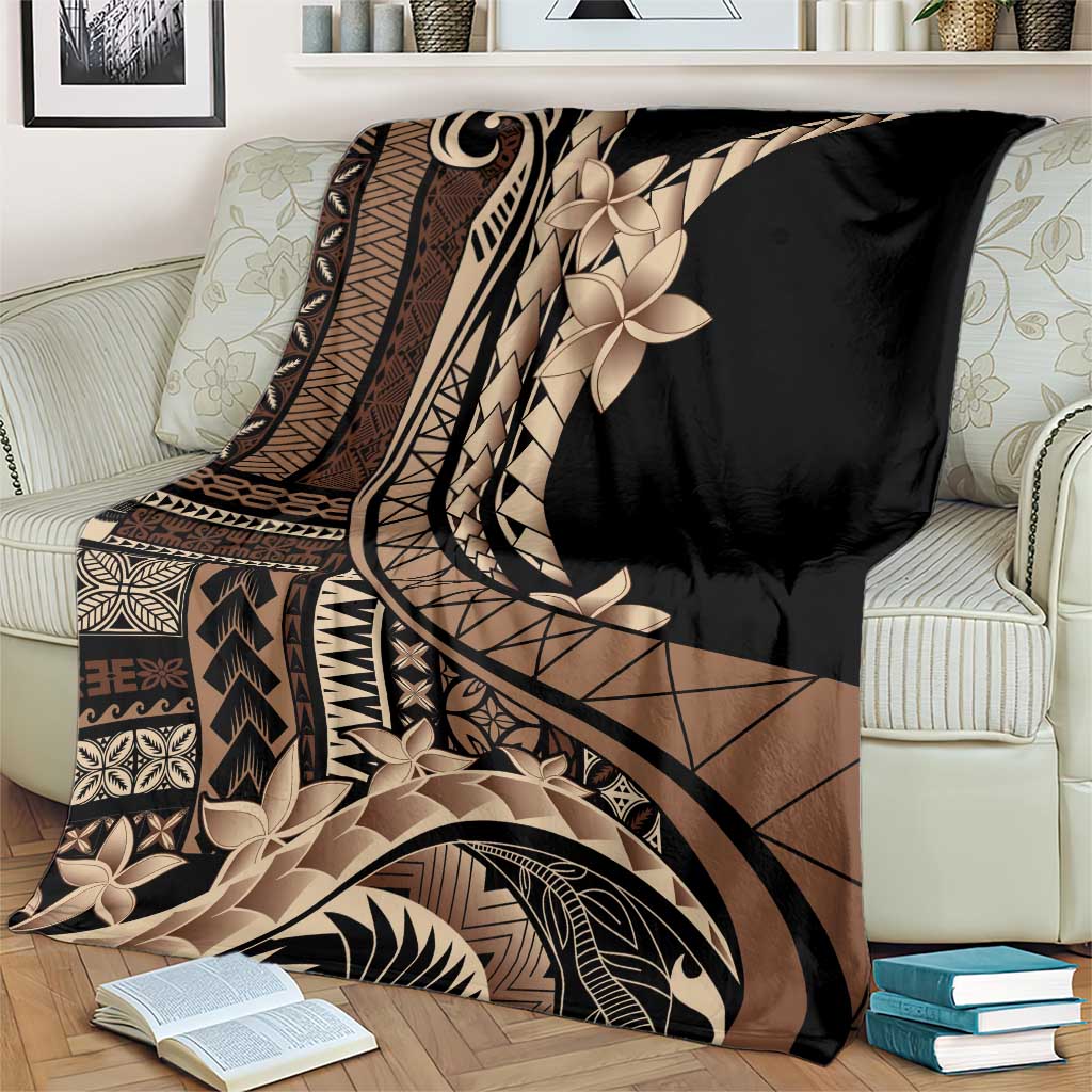 Samoa Siapo Mamanu Blanket Plumeria Black Motifs