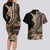 Samoa Siapo Mamanu Couples Matching Long Sleeve Bodycon Dress and Hawaiian Shirt Plumeria Black Motifs