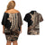 Samoa Siapo Mamanu Couples Matching Off Shoulder Short Dress and Hawaiian Shirt Plumeria Black Motifs