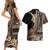 Samoa Siapo Mamanu Couples Matching Short Sleeve Bodycon Dress and Hawaiian Shirt Plumeria Black Motifs