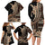 Samoa Siapo Mamanu Family Matching Long Sleeve Bodycon Dress and Hawaiian Shirt Plumeria Black Motifs