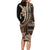 Samoa Siapo Mamanu Family Matching Long Sleeve Bodycon Dress and Hawaiian Shirt Plumeria Black Motifs