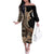 Samoa Siapo Mamanu Family Matching Off The Shoulder Long Sleeve Dress and Hawaiian Shirt Plumeria Black Motifs