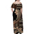 Samoa Siapo Mamanu Family Matching Off Shoulder Maxi Dress and Hawaiian Shirt Plumeria Black Motifs