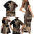 Samoa Siapo Mamanu Family Matching Short Sleeve Bodycon Dress and Hawaiian Shirt Plumeria Black Motifs