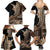 Samoa Siapo Mamanu Family Matching Summer Maxi Dress and Hawaiian Shirt Plumeria Black Motifs