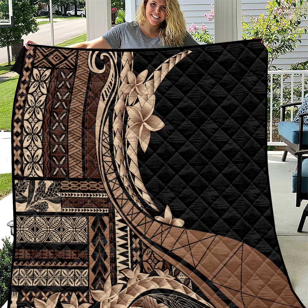 Samoa Siapo Mamanu Quilt Plumeria Black Motifs