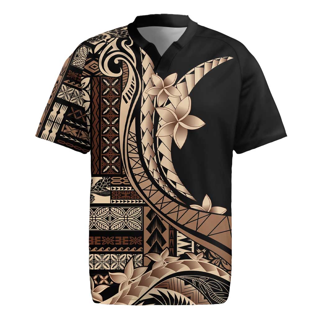 Samoa Siapo Mamanu Rugby Jersey Plumeria Black Motifs