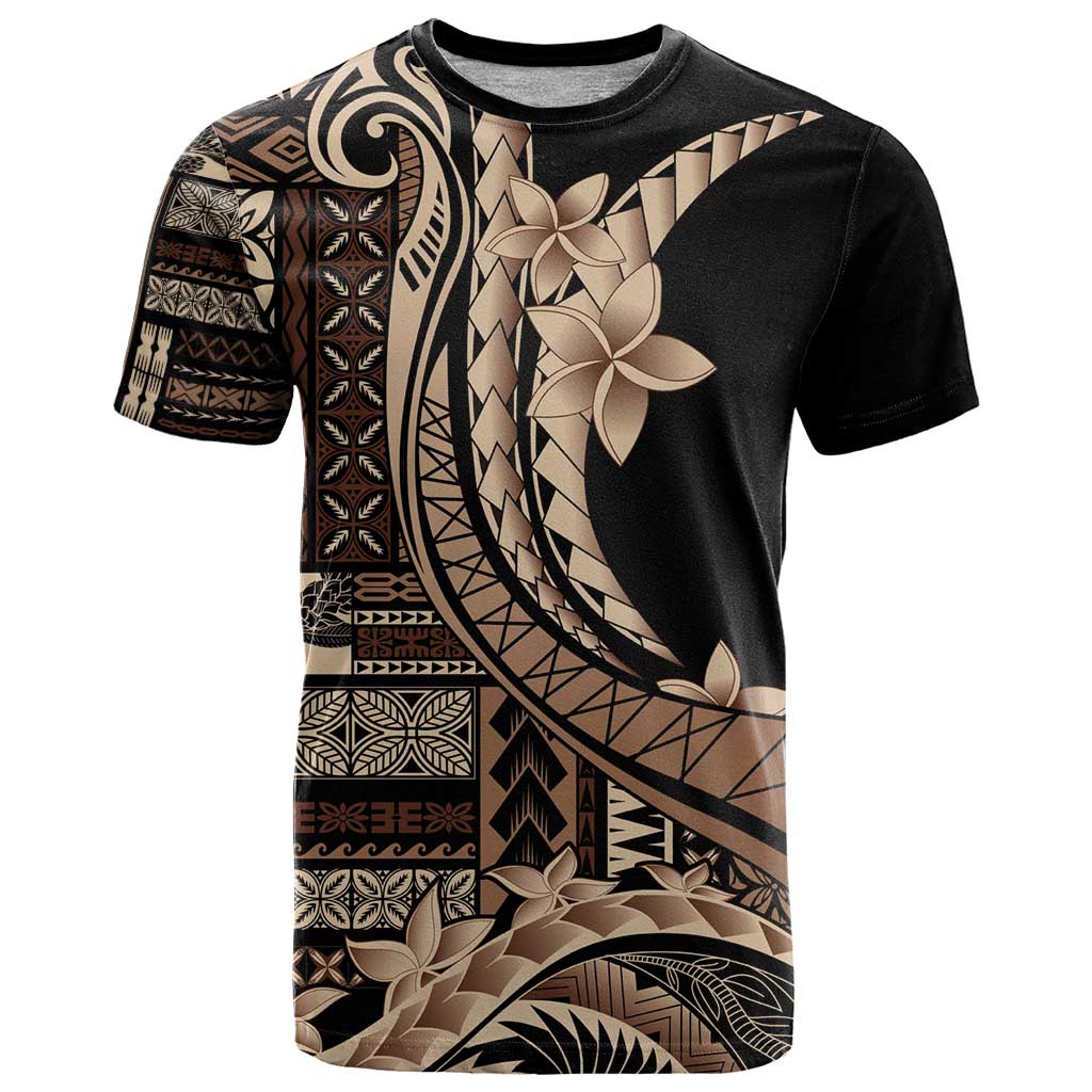 Samoa Siapo Mamanu T Shirt Plumeria Black Motifs