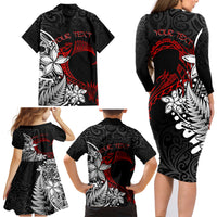 Valentine New Zealand Family Matching Long Sleeve Bodycon Dress and Hawaiian Shirt Aotearoa Couple Maori Aroha Ki a Koe LT7 - Polynesian Pride
