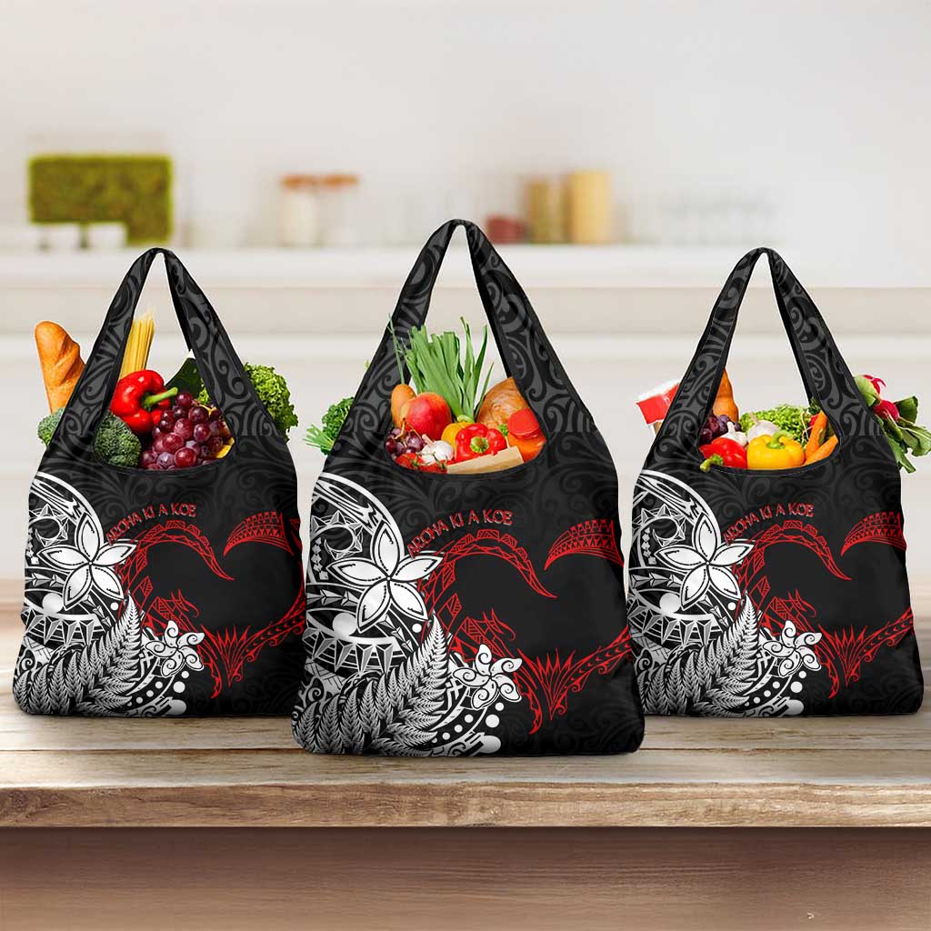 Valentine New Zealand Grocery Bag Aotearoa Couple Maori Aroha Ki a Koe LT7 3-pack One Size Black - Polynesian Pride