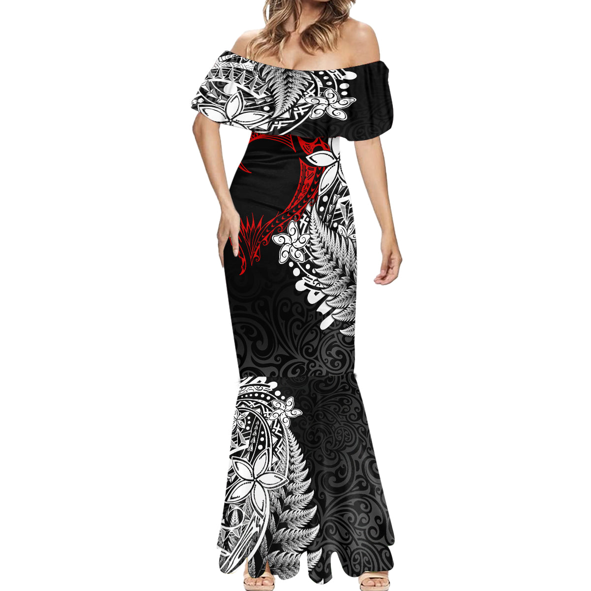 New Zealand Aotearoa Valentine Mermaid Dress Couple Maori Aroha Ki a Koe Ver.02 LT7 - Polynesian Pride