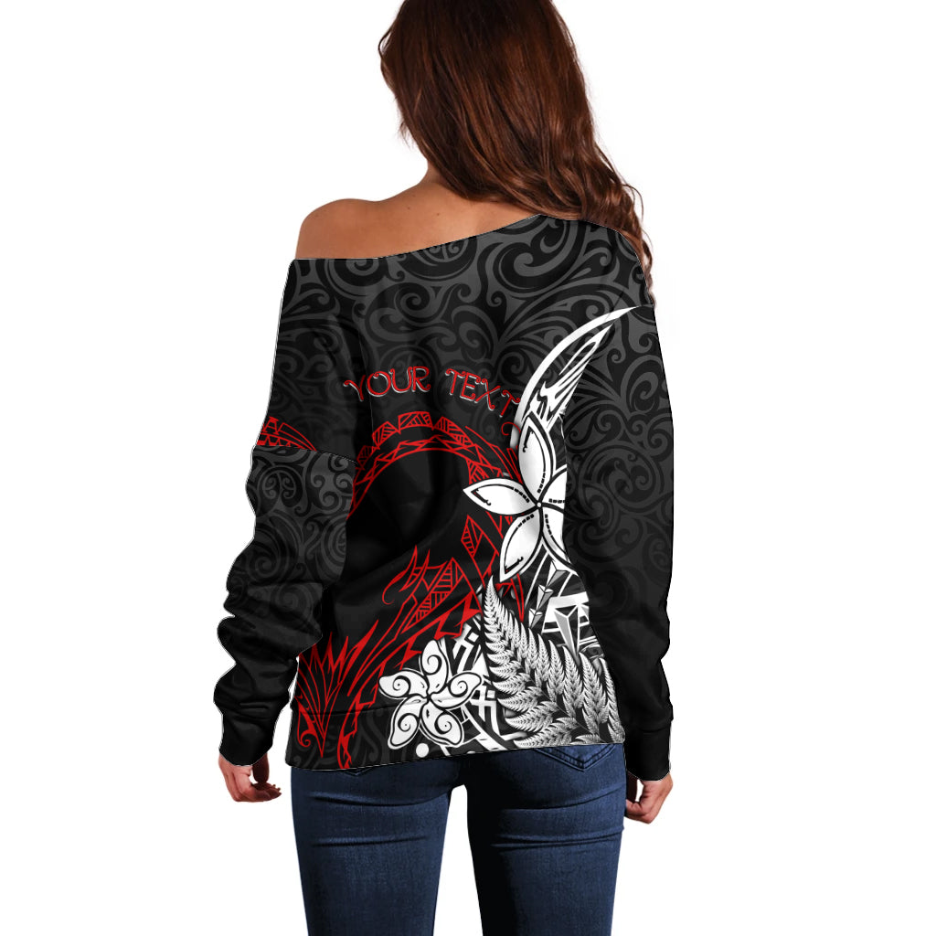New Zealand Aotearoa Valentine Off Shoulder Sweater Couple Maori Aroha Ki a Koe Ver.02 LT7 - Polynesian Pride
