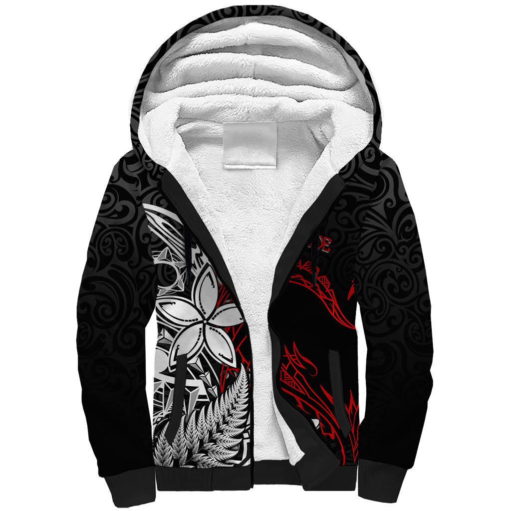 New Zealand Aotearoa Valentine Sherpa Hoodie Couple Maori Aroha Ki a Koe Ver.02 LT7 Unisex Black - Polynesian Pride