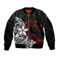 New Zealand Aotearoa Valentine Sleeve Zip Bomber Jacket Couple Maori Aroha Ki a Koe Ver.02 LT7 Unisex Black - Polynesian Pride