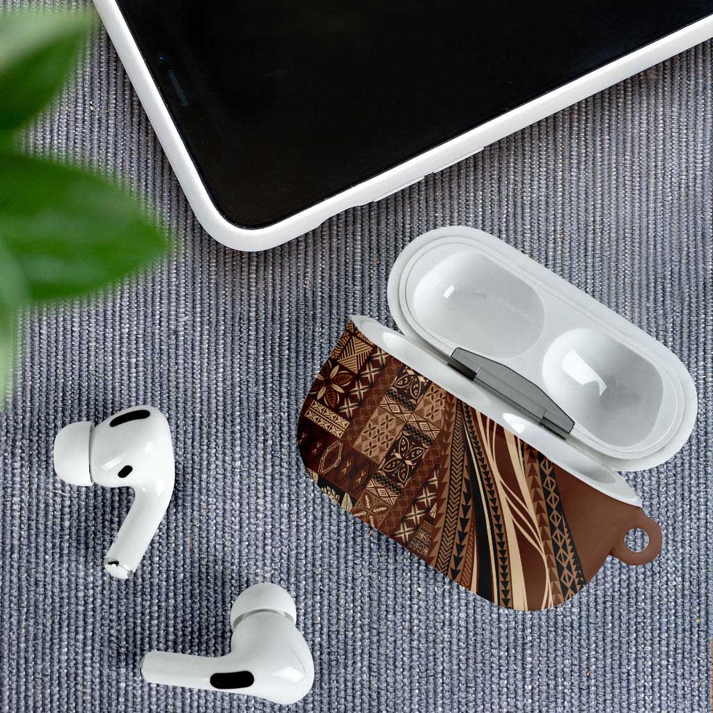 Pasifika Women's Day - Samoa Siapo Malu Tattoo Inspired AirPods Case Brown LT7 - Polynesian Pride
