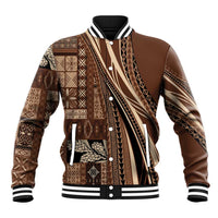 Pasifika Women's Day - Samoa Siapo Malu Tattoo Inspired Baseball Jacket Brown