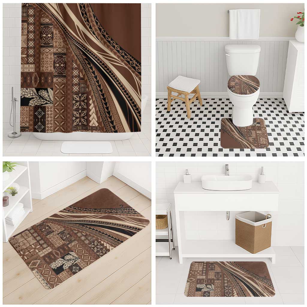 Pasifika Women's Day - Samoa Siapo Malu Tattoo Inspired Bathroom Set Brown