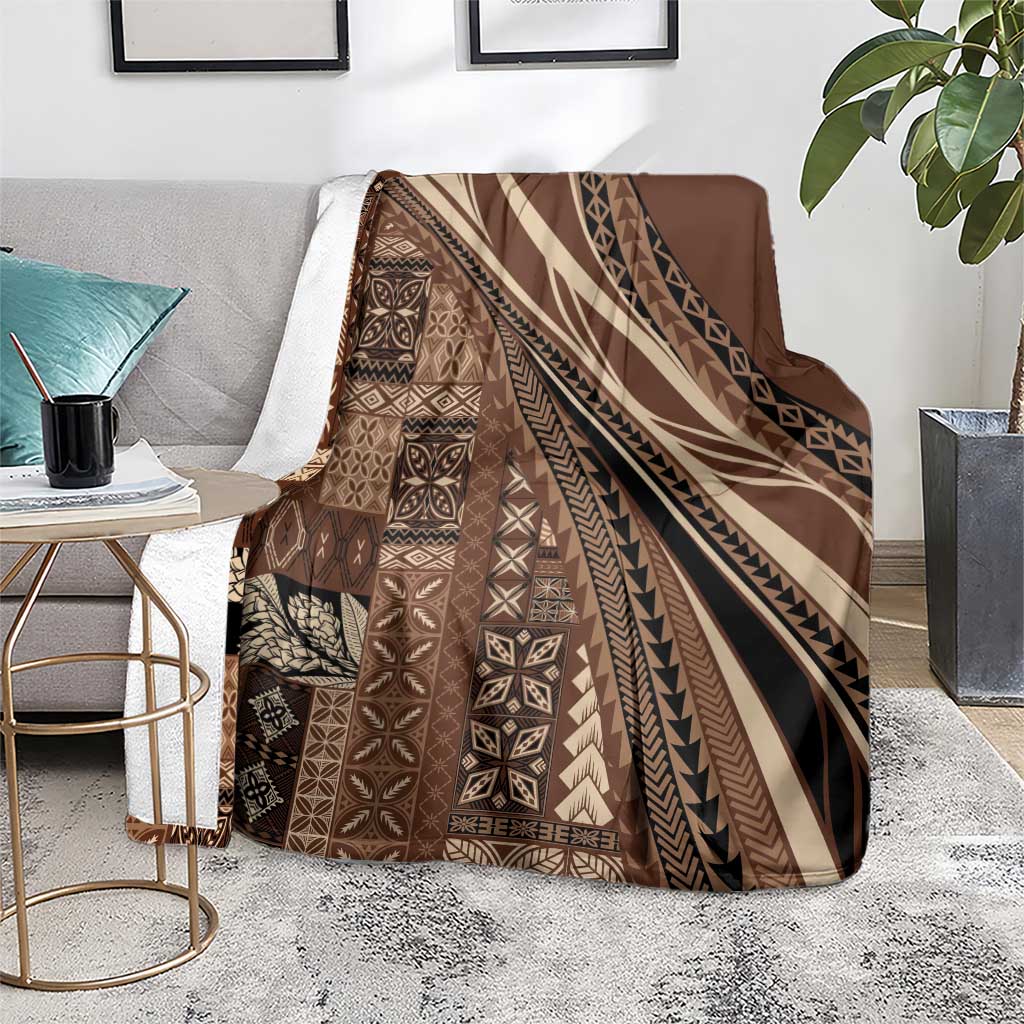 Pasifika Women's Day - Samoa Siapo Malu Tattoo Inspired Blanket Brown