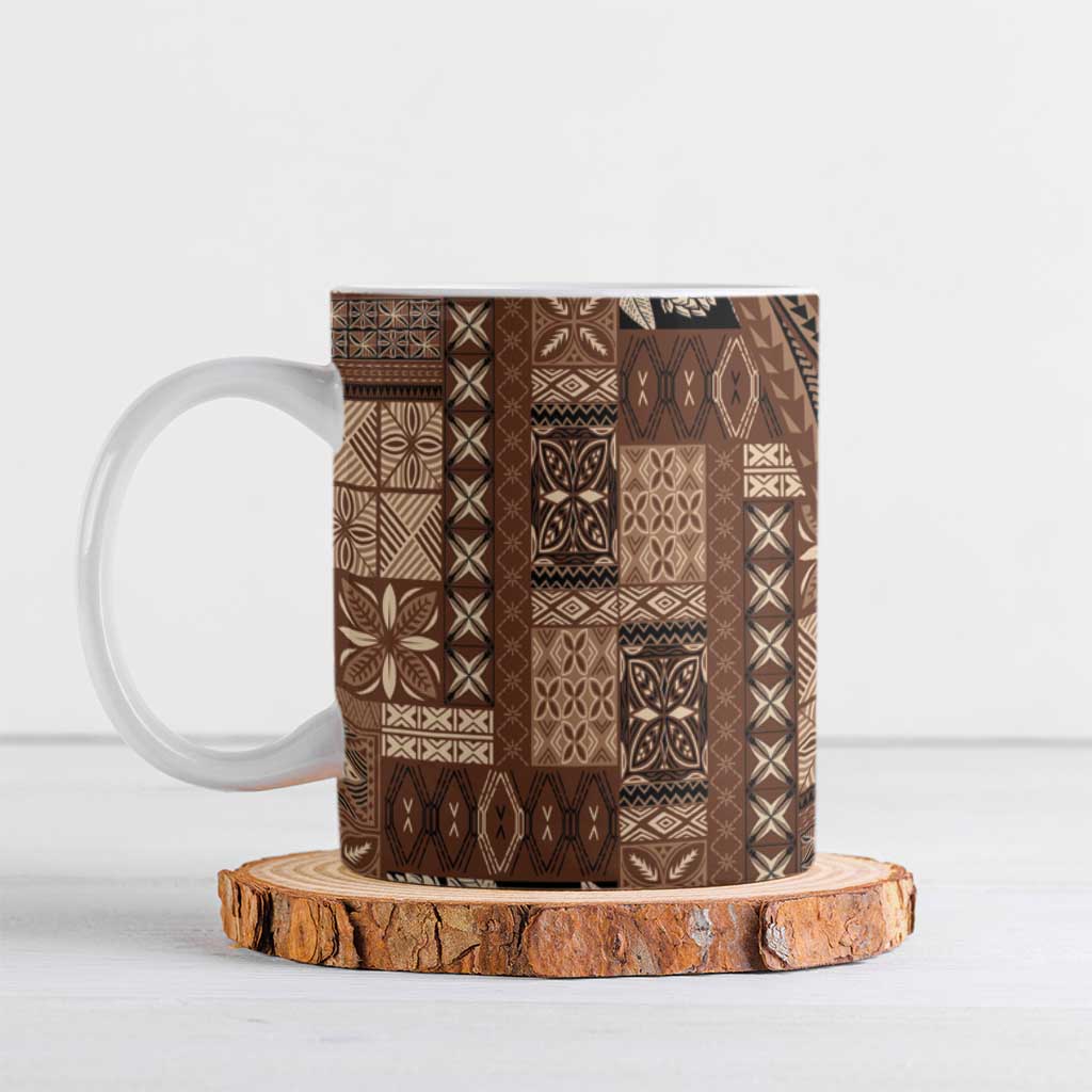 Pasifika Women's Day - Samoa Siapo Malu Tattoo Inspired Ceramic Mug Brown