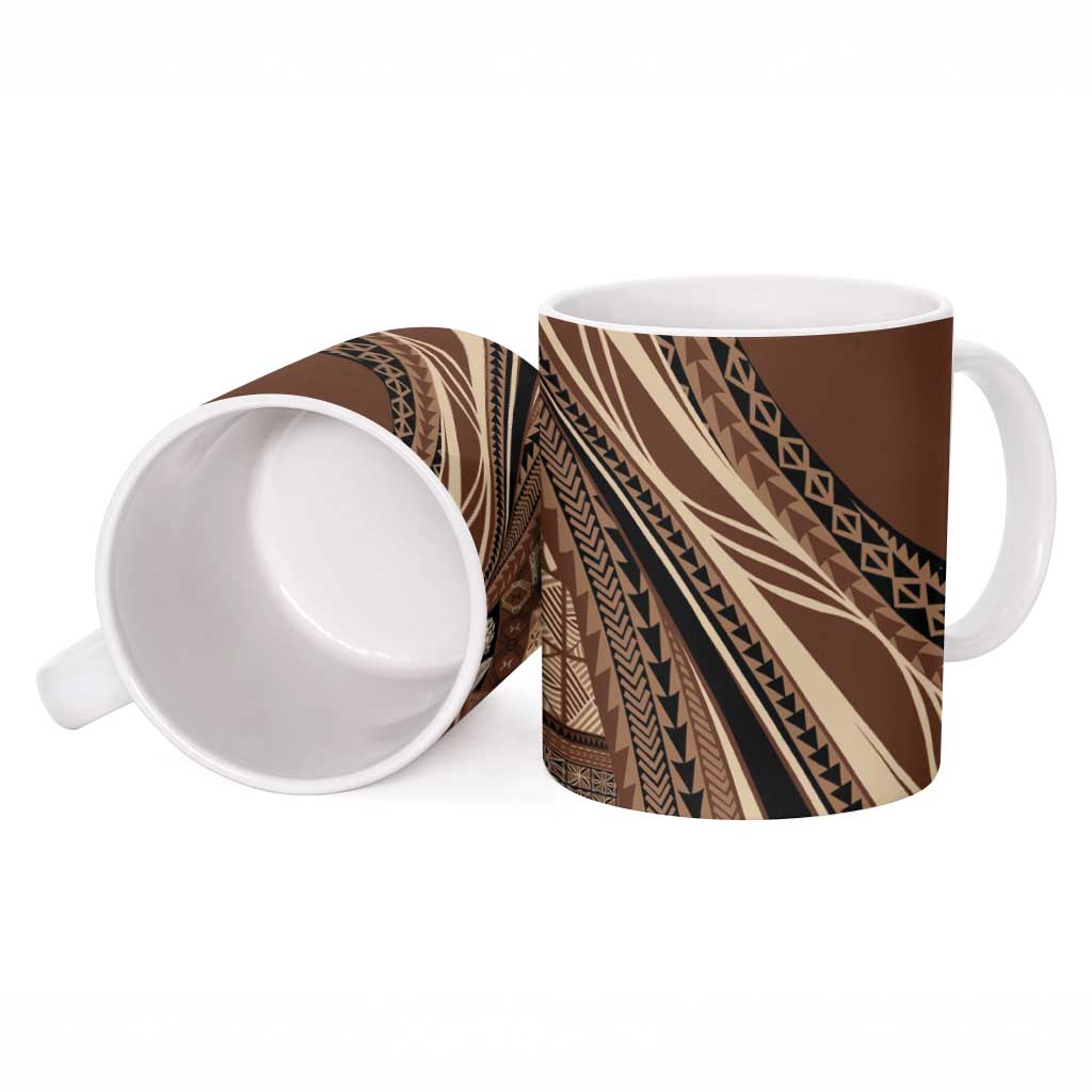 Pasifika Women's Day - Samoa Siapo Malu Tattoo Inspired Ceramic Mug Brown