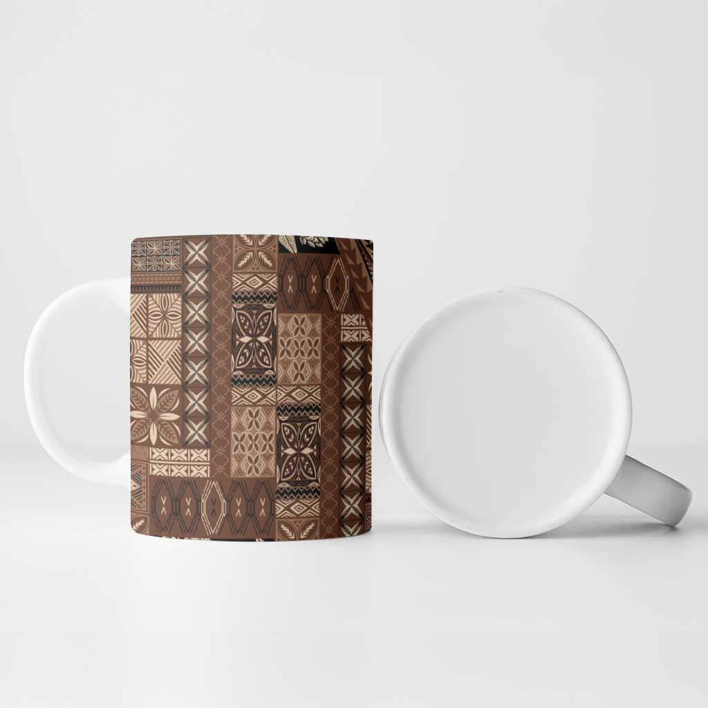 Pasifika Women's Day - Samoa Siapo Malu Tattoo Inspired Ceramic Mug Brown