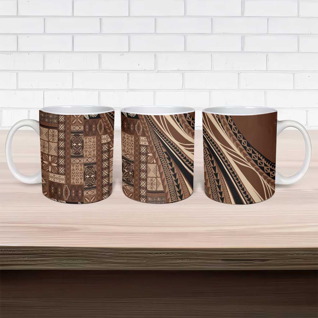 Pasifika Women's Day - Samoa Siapo Malu Tattoo Inspired Ceramic Mug Brown