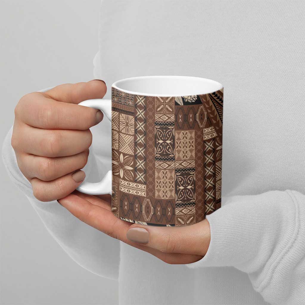 Pasifika Women's Day - Samoa Siapo Malu Tattoo Inspired Ceramic Mug Brown