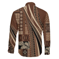 Pasifika Women's Day - Samoa Siapo Malu Tattoo Inspired Family Matching Long Sleeve Bodycon Dress and Hawaiian Shirt Brown LT7 - Polynesian Pride