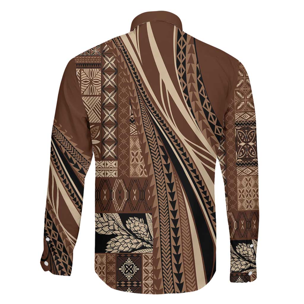 Pasifika Women's Day - Samoa Siapo Malu Tattoo Inspired Family Matching Mermaid Dress and Hawaiian Shirt Brown