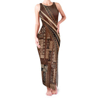 Pasifika Women's Day - Samoa Siapo Malu Tattoo Inspired Family Matching Tank Maxi Dress and Hawaiian Shirt Brown