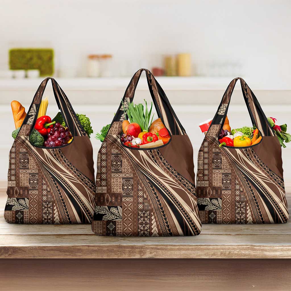 Pasifika Women's Day - Samoa Siapo Malu Tattoo Inspired Grocery Bag Brown