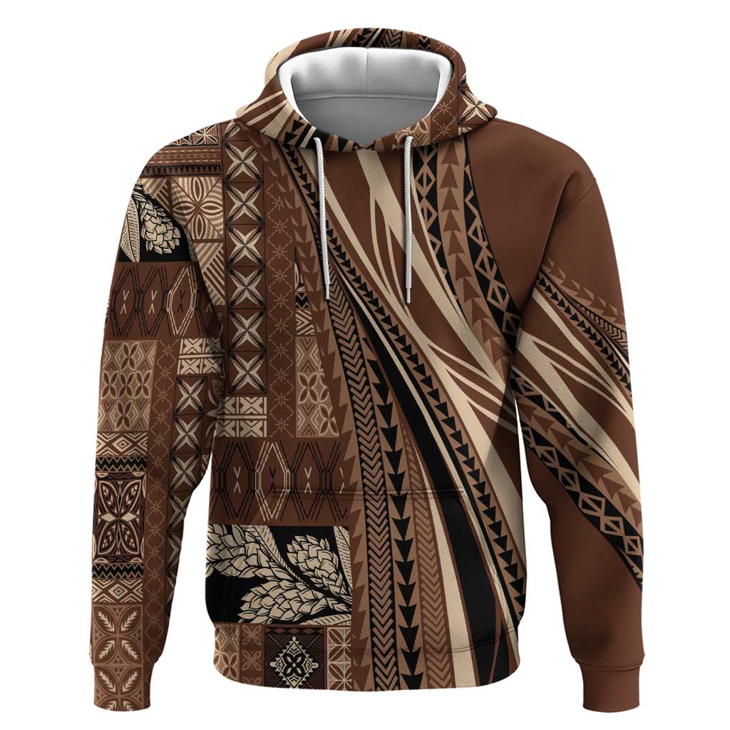 Pasifika Women's Day - Samoa Siapo Malu Tattoo Inspired Hoodie Brown LT7 Pullover Hoodie Brown - Polynesian Pride