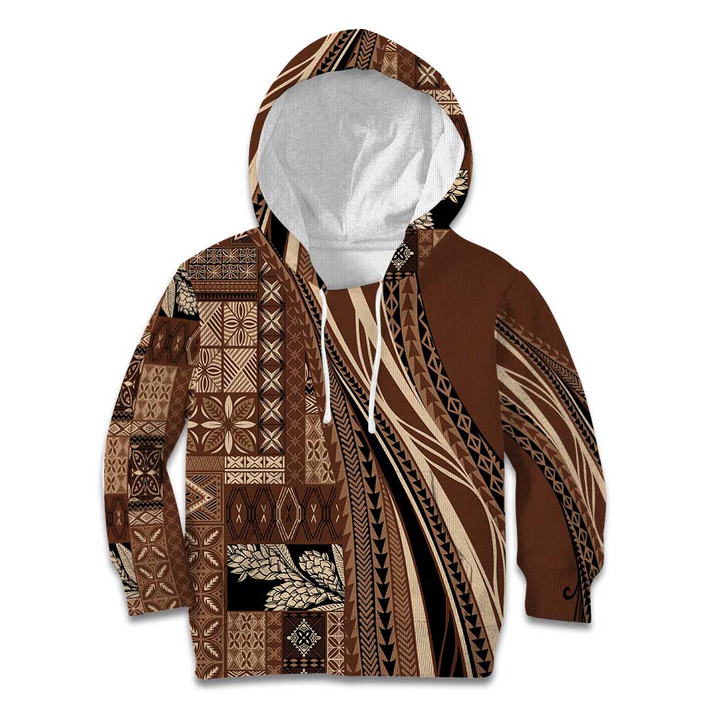Pasifika Women's Day - Samoa Siapo Malu Tattoo Inspired Kid Hoodie Brown