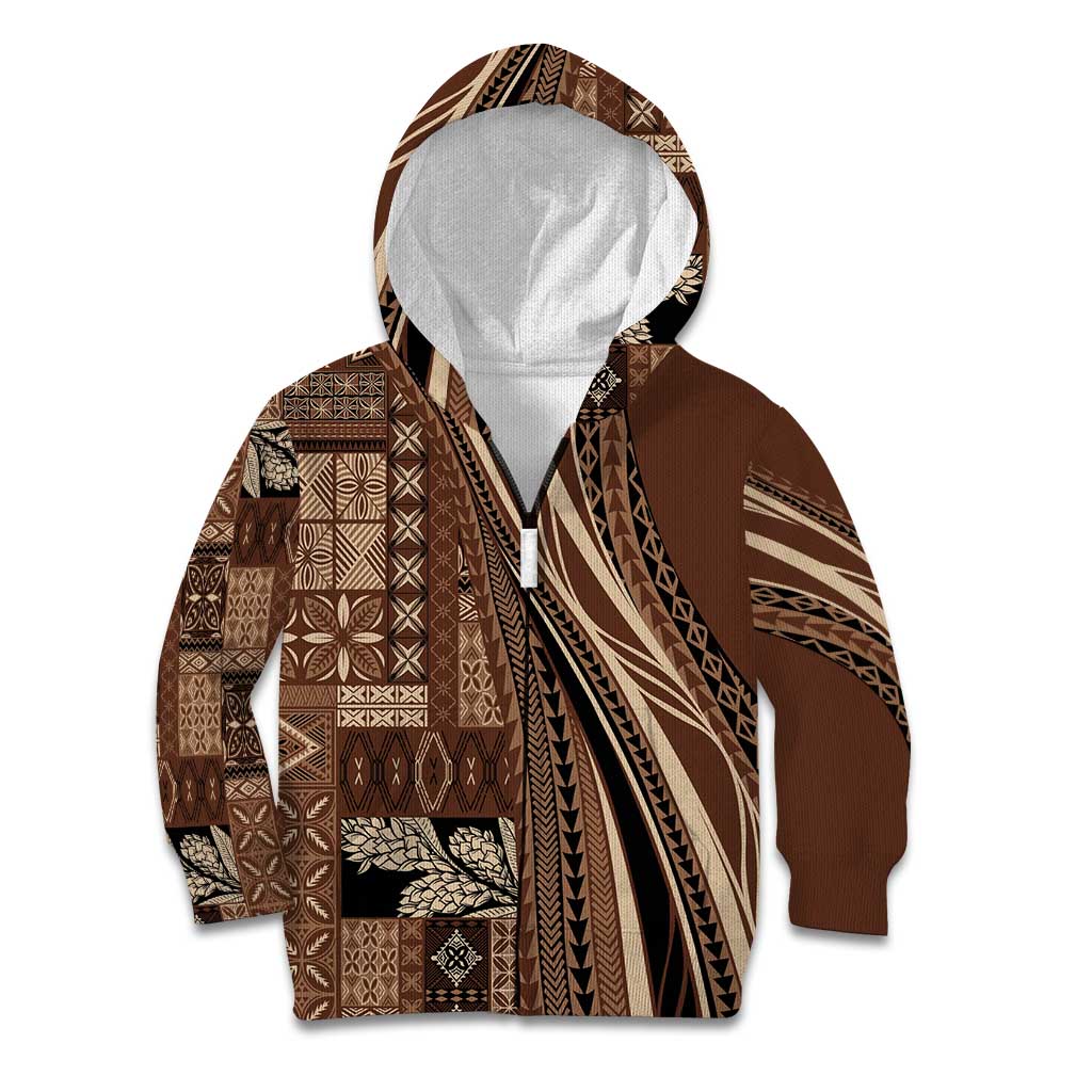 Pasifika Women's Day - Samoa Siapo Malu Tattoo Inspired Kid Hoodie Brown