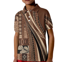 Pasifika Women's Day - Samoa Siapo Malu Tattoo Inspired Kid Polo Shirt Brown LT7 Kid Brown - Polynesian Pride