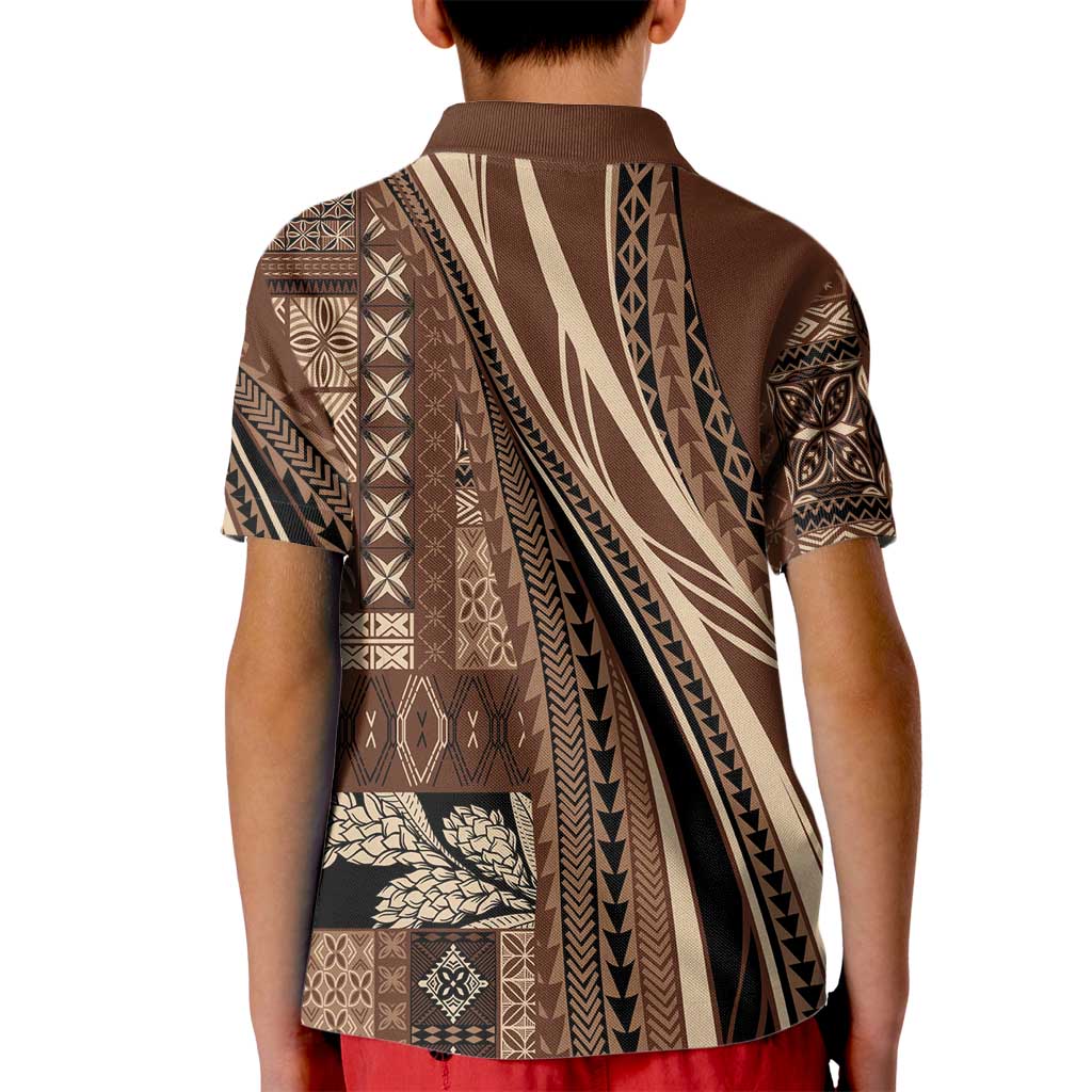 Pasifika Women's Day - Samoa Siapo Malu Tattoo Inspired Kid Polo Shirt Brown LT7 - Polynesian Pride