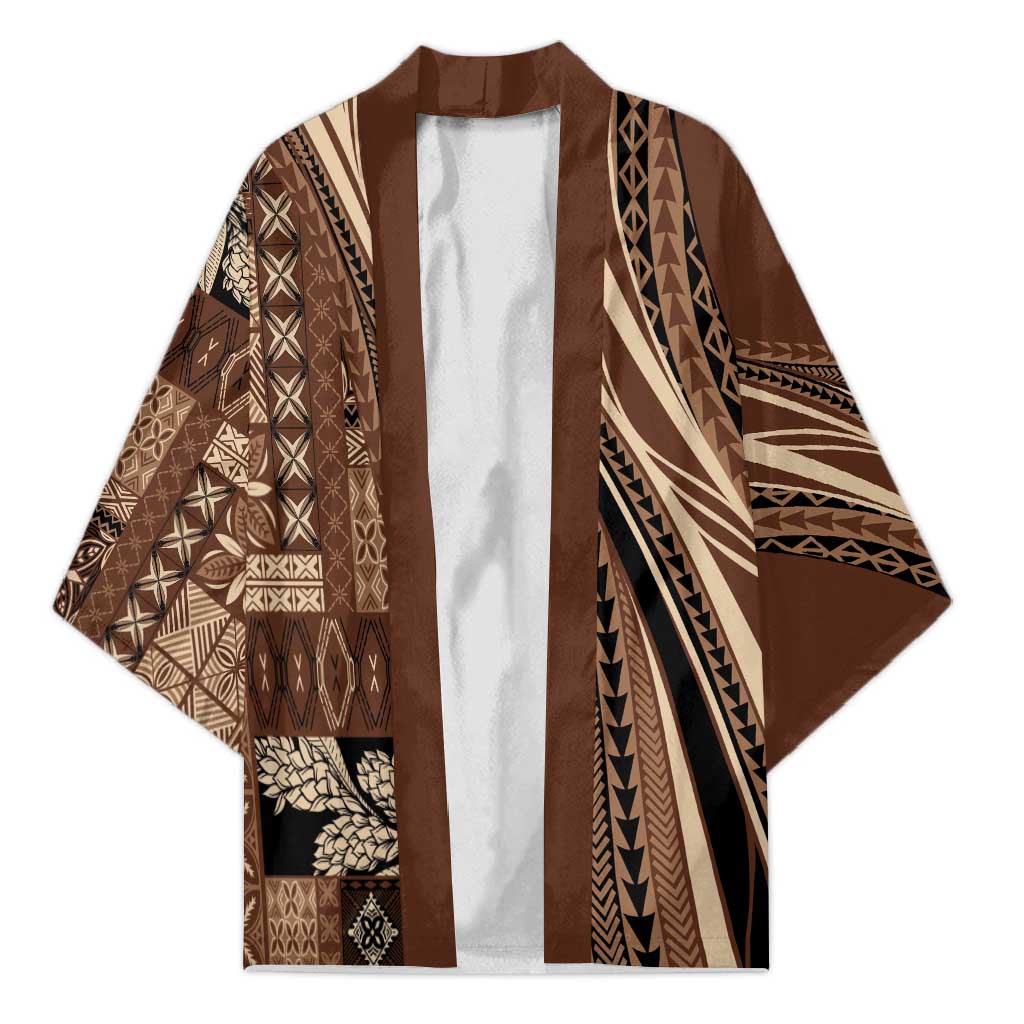 Pasifika Women's Day - Samoa Siapo Malu Tattoo Inspired Kimono Brown
