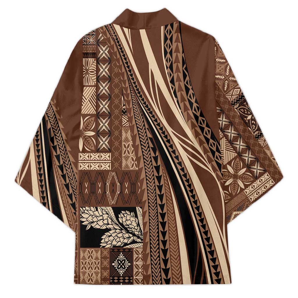Pasifika Women's Day - Samoa Siapo Malu Tattoo Inspired Kimono Brown